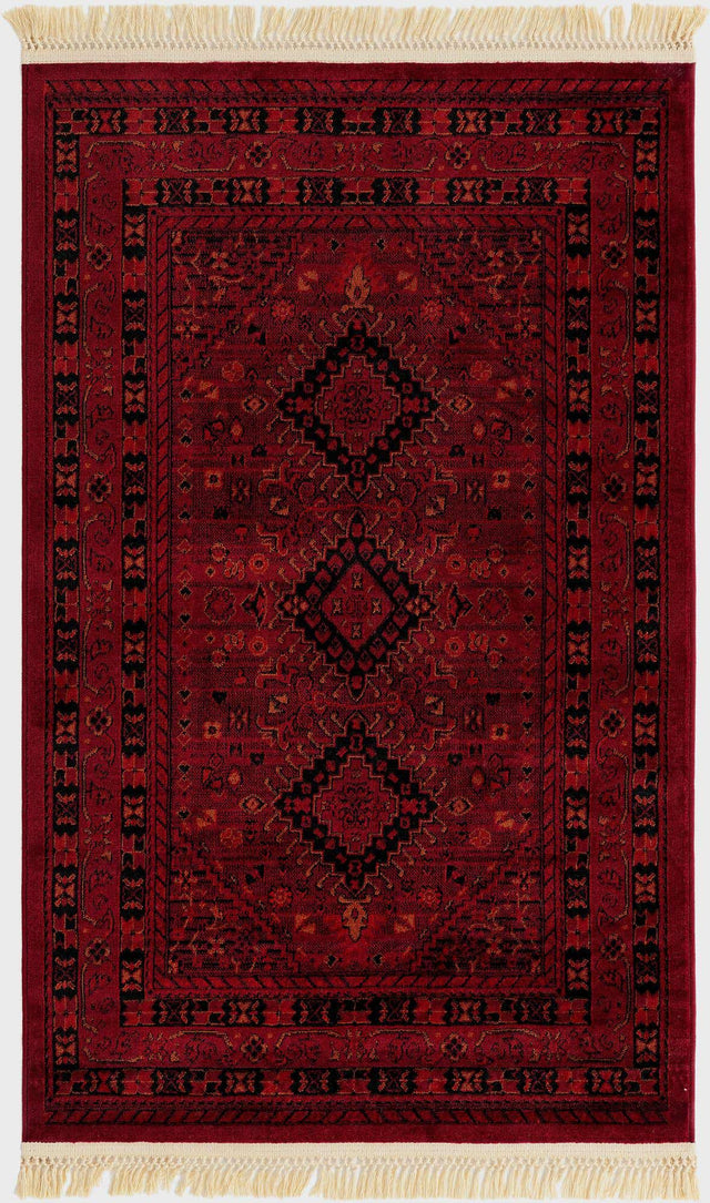 Red 3' 1 x 5' 3 Tekke Rectangle Area Rug Classic Traditional Vintage Design Carpet for Living Rooms, Dining, Bedrooms, Office Space for Sale at Rug Engine