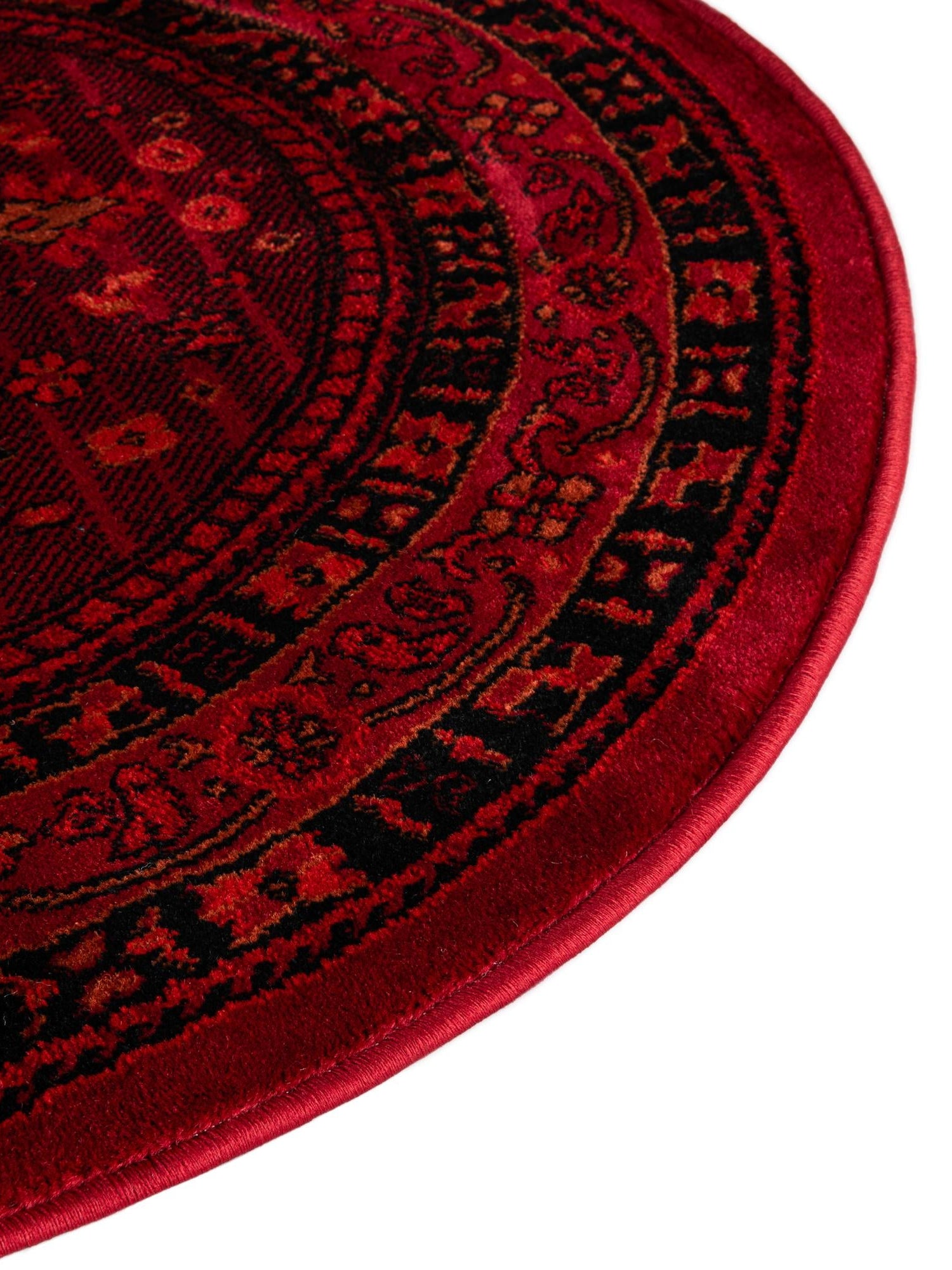 Red 7' 1 x 7' 1 Tekke Round Area Rug Classic Traditional Vintage Design Carpet for Living Rooms, Dining, Bedrooms, Office Space for Sale at Rug Engine
