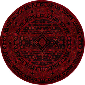 Red 5' 3 x 5' 3 Tekke Round Area Rug Classic Traditional Vintage Design Carpet for Living Rooms, Dining, Bedrooms, Office Space for Sale at Rug Engine