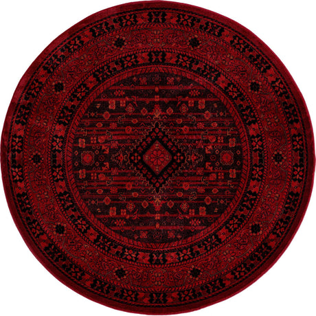 Red 5' 3 x 5' 3 Tekke Round Area Rug Classic Traditional Vintage Design Carpet for Living Rooms, Dining, Bedrooms, Office Space for Sale at Rug Engine