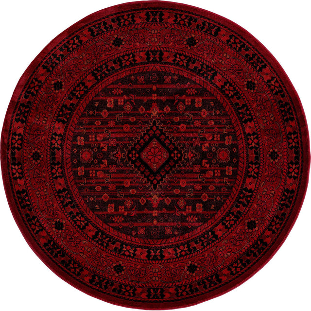 Red 5' 3 x 5' 3 Tekke Round Area Rug Classic Traditional Vintage Design Carpet for Living Rooms, Dining, Bedrooms, Office Space for Sale at Rug Engine