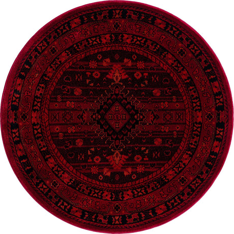 Red 3' 1 x 3' 1 Tekke Round Area Rug Classic Traditional Vintage Design Carpet for Living Rooms, Dining, Bedrooms, Office Space for Sale at Rug Engine