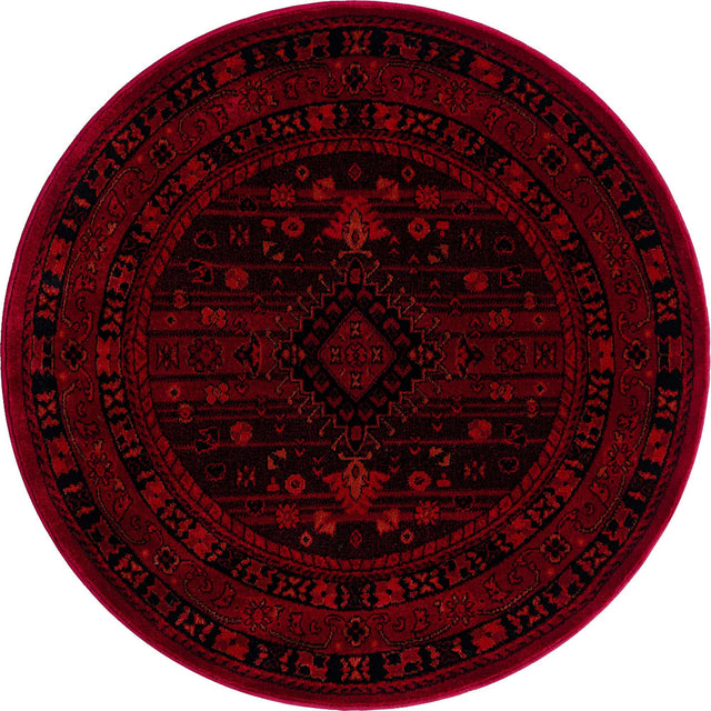 Red 3' 1 x 3' 1 Tekke Round Area Rug Classic Traditional Vintage Design Carpet for Living Rooms, Dining, Bedrooms, Office Space for Sale at Rug Engine