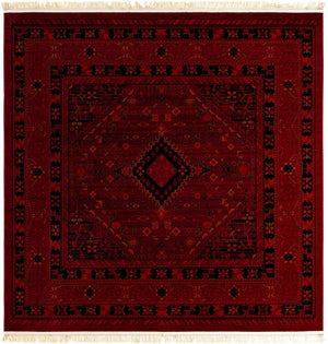Red 7' 10 x 7' 10 Tekke Square Area Rug Classic Traditional Vintage Design Carpet for Living Rooms, Dining, Bedrooms, Office Space for Sale at Rug Engine