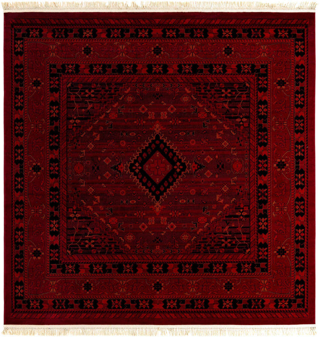 Red 7' 10 x 7' 10 Tekke Square Area Rug Classic Traditional Vintage Design Carpet for Living Rooms, Dining, Bedrooms, Office Space for Sale at Rug Engine