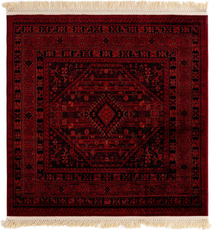 Red 4' 1 x 4' 1 Tekke Square Area Rug Classic Traditional Vintage Design Carpet for Living Rooms, Dining, Bedrooms, Office Space for Sale at Rug Engine