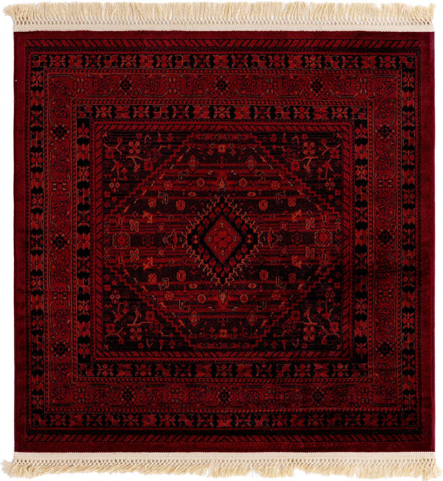Red 4' 1 x 4' 1 Tekke Square Area Rug Classic Traditional Vintage Design Carpet for Living Rooms, Dining, Bedrooms, Office Space for Sale at Rug Engine