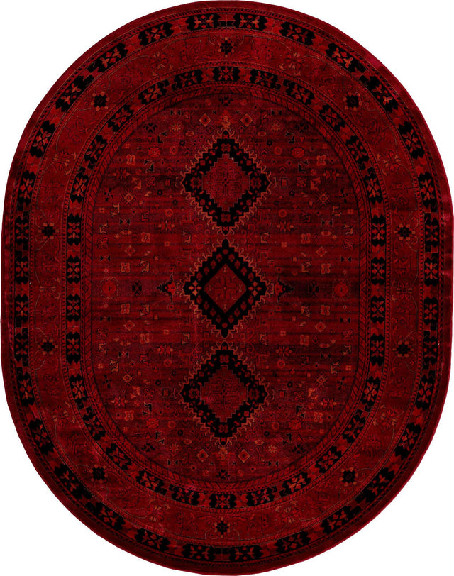 Red 7' 10 x 10' Tekke Oval Area Rug Classic Traditional Vintage Design Carpet for Living Rooms, Dining, Bedrooms, Office Space for Sale at Rug Engine