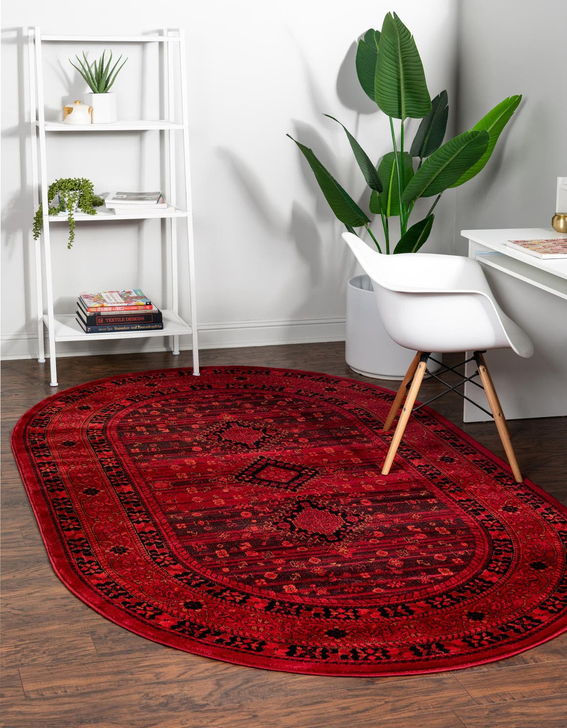Red 3' 1 x 5' 3 Tekke Oval Area Rug Classic Traditional Vintage Design Carpet for Living Rooms, Dining, Bedrooms, Office Space for Sale at Rug Engine
