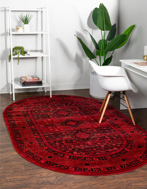 Red 3' 1 x 5' 3 Tekke Oval Area Rug Classic Traditional Vintage Design Carpet for Living Rooms, Dining, Bedrooms, Office Space for Sale at Rug Engine