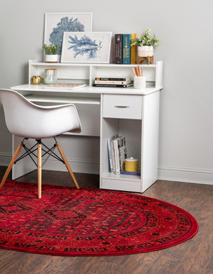 Red 6' 1 x 9' Tekke Oval Area Rug Classic Traditional Vintage Design Carpet for Living Rooms, Dining, Bedrooms, Office Space for Sale at Rug Engine