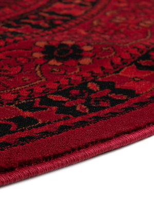 Red 7' 10 x 10' Tekke Oval Area Rug Classic Traditional Vintage Design Carpet for Living Rooms, Dining, Bedrooms, Office Space for Sale at Rug Engine