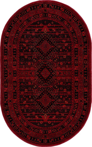 Red 3' 1 x 5' 3 Tekke Oval Area Rug Classic Traditional Vintage Design Carpet for Living Rooms, Dining, Bedrooms, Office Space for Sale at Rug Engine