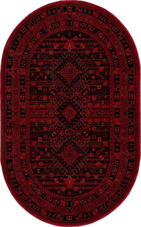 Red 3' 1 x 5' 3 Tekke Oval Area Rug Classic Traditional Vintage Design Carpet for Living Rooms, Dining, Bedrooms, Office Space for Sale at Rug Engine