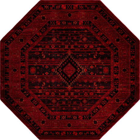 Red 7' 10 x 7' 10 Tekke Octagon Area Rug Classic Traditional Vintage Design Carpet for Living Rooms, Dining, Bedrooms, Office Space for Sale at Rug Engine