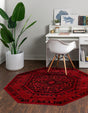 Red 7' 10 x 7' 10 Tekke Octagon Area Rug Classic Traditional Vintage Design Carpet for Living Rooms, Dining, Bedrooms, Office Space for Sale at Rug Engine