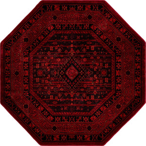 Red 5' 3 x 5' 3 Tekke Octagon Area Rug Classic Traditional Vintage Design Carpet for Living Rooms, Dining, Bedrooms, Office Space for Sale at Rug Engine