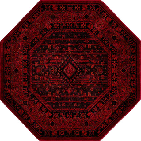Red 5' 3 x 5' 3 Tekke Octagon Area Rug Classic Traditional Vintage Design Carpet for Living Rooms, Dining, Bedrooms, Office Space for Sale at Rug Engine