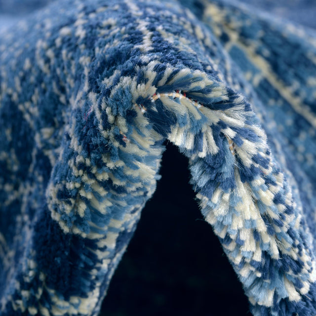 Blue 4' x 4' District Square Area Rug 100% Polypropylene Easy Clean Stain Resistant Traditional Pattern Classic Carpet for Indoor Dining Living Office for Sale at Rug Engine