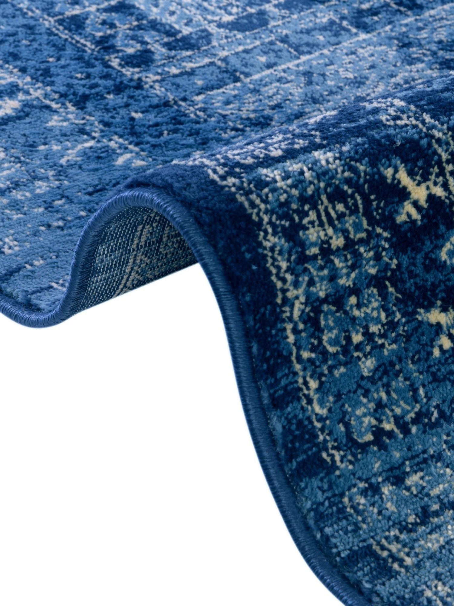 Blue 4' x 4' District Square Area Rug 100% Polypropylene Easy Clean Stain Resistant Traditional Pattern Classic Carpet for Indoor Dining Living Office for Sale at Rug Engine