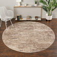 Brown 4' x 4' Oasis Round Area Rug 65% Polypropylene & 35% Polyester Contemporary Carpet for Living Rooms, Bedroom, Kitchen, Dining, Office for Sale at Rug Engine