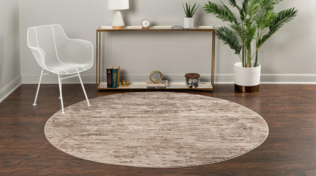 Brown 4' x 4' Oasis Round Area Rug 65% Polypropylene & 35% Polyester Contemporary Carpet for Living Rooms, Bedroom, Kitchen, Dining, Office for Sale at Rug Engine