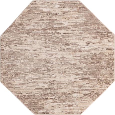 Brown 6' x 6' Oasis Octagon Area Rug 65% Polypropylene & 35% Polyester Contemporary Carpet for Living Rooms, Bedroom, Kitchen, Dining, Office for Sale at Rug Engine