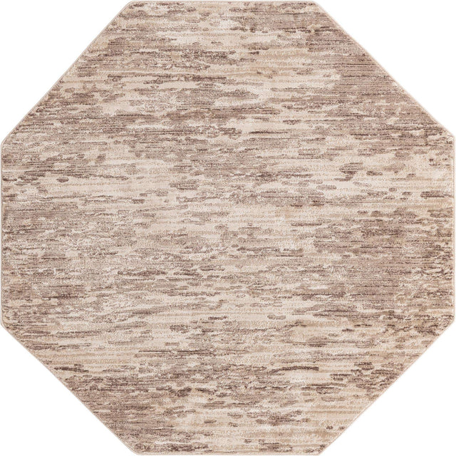 Brown 6' x 6' Oasis Octagon Area Rug 65% Polypropylene & 35% Polyester Contemporary Carpet for Living Rooms, Bedroom, Kitchen, Dining, Office for Sale at Rug Engine