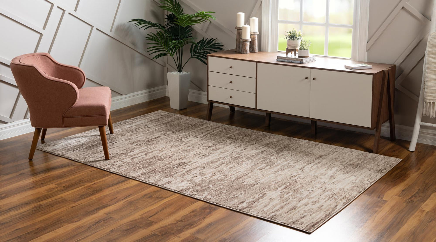 Brown 5' x 8' Oasis Rectangle Area Rug 65% Polypropylene & 35% Polyester Contemporary Carpet for Living Rooms, Bedroom, Kitchen, Dining, Office for Sale at Rug Engine