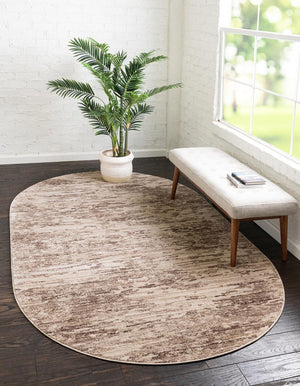 Brown 8' x 10' Oasis Oval Area Rug 65% Polypropylene & 35% Polyester Contemporary Carpet for Living Rooms, Bedroom, Kitchen, Dining, Office for Sale at Rug Engine