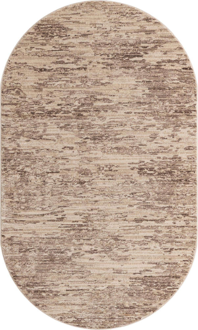 Brown 5' x 8' Oasis Oval Area Rug 65% Polypropylene & 35% Polyester Contemporary Carpet for Living Rooms, Bedroom, Kitchen, Dining, Office for Sale at Rug Engine