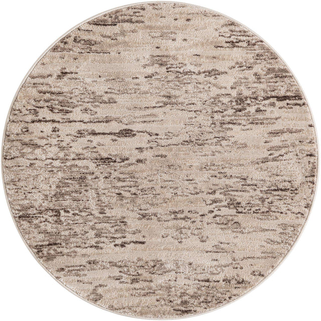 Brown 4' x 4' Oasis Round Area Rug 65% Polypropylene & 35% Polyester Contemporary Carpet for Living Rooms, Bedroom, Kitchen, Dining, Office for Sale at Rug Engine