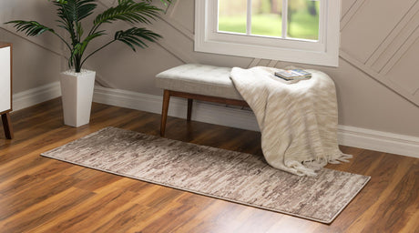 Brown 2' 7 x 10' Oasis Runner Area Rug 65% Polypropylene & 35% Polyester Contemporary Carpet for Living Rooms, Bedroom, Kitchen, Dining, Office for Sale at Rug Engine