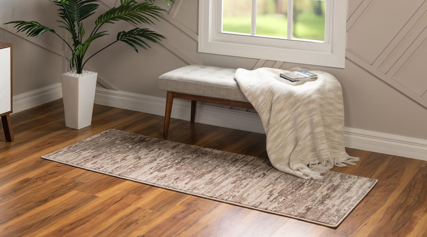 Brown 2' x 6' Oasis Runner Area Rug 65% Polypropylene & 35% Polyester Contemporary Carpet for Living Rooms, Bedroom, Kitchen, Dining, Office for Sale at Rug Engine