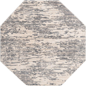 Gray 6' x 6' Oasis Octagon Area Rug 65% Polypropylene & 35% Polyester Contemporary Carpet for Living Rooms, Bedroom, Kitchen, Dining, Office for Sale at Rug Engine