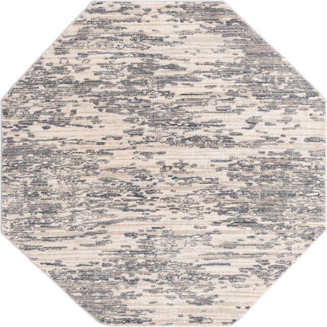 Gray 6' x 6' Oasis Octagon Area Rug 65% Polypropylene & 35% Polyester Contemporary Carpet for Living Rooms, Bedroom, Kitchen, Dining, Office for Sale at Rug Engine