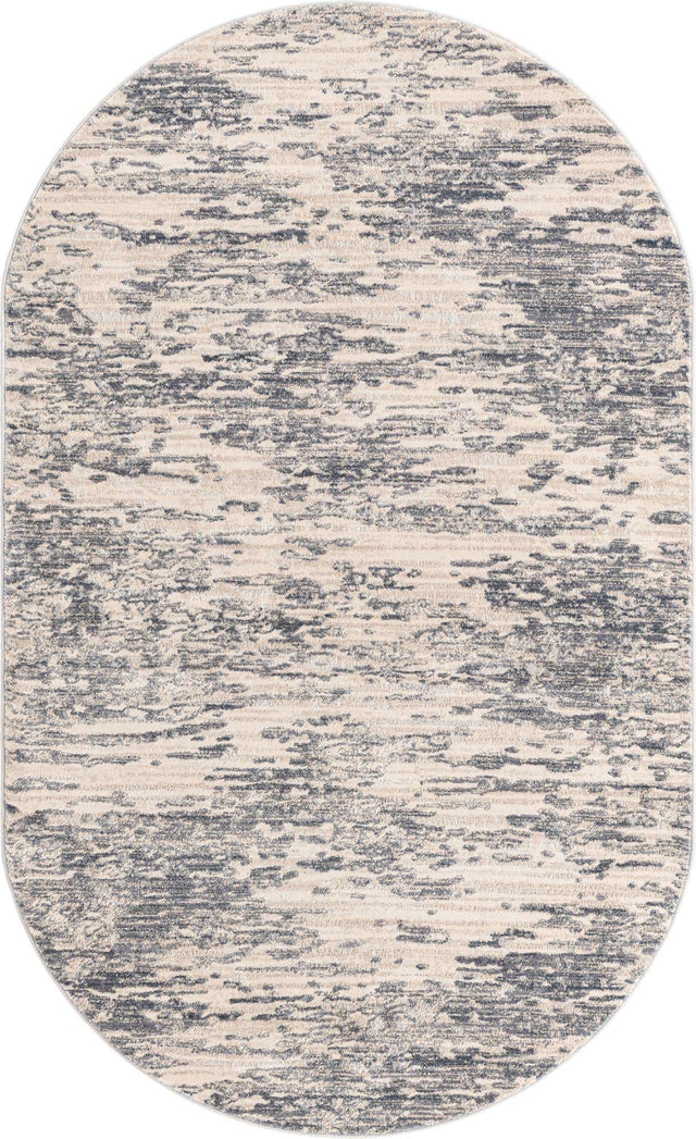 Gray 5' x 8' Oasis Oval Area Rug 65% Polypropylene & 35% Polyester Contemporary Carpet for Living Rooms, Bedroom, Kitchen, Dining, Office for Sale at Rug Engine