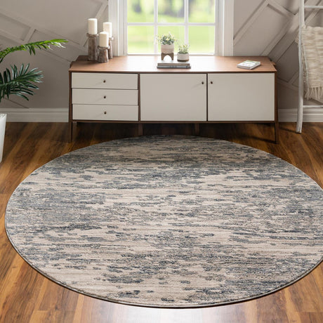 Gray 4' x 4' Oasis Round Area Rug 65% Polypropylene & 35% Polyester Contemporary Carpet for Living Rooms, Bedroom, Kitchen, Dining, Office for Sale at Rug Engine