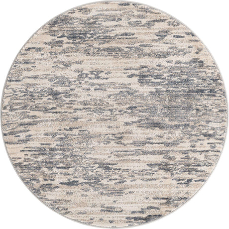 Gray 4' x 4' Oasis Round Area Rug 65% Polypropylene & 35% Polyester Contemporary Carpet for Living Rooms, Bedroom, Kitchen, Dining, Office for Sale at Rug Engine