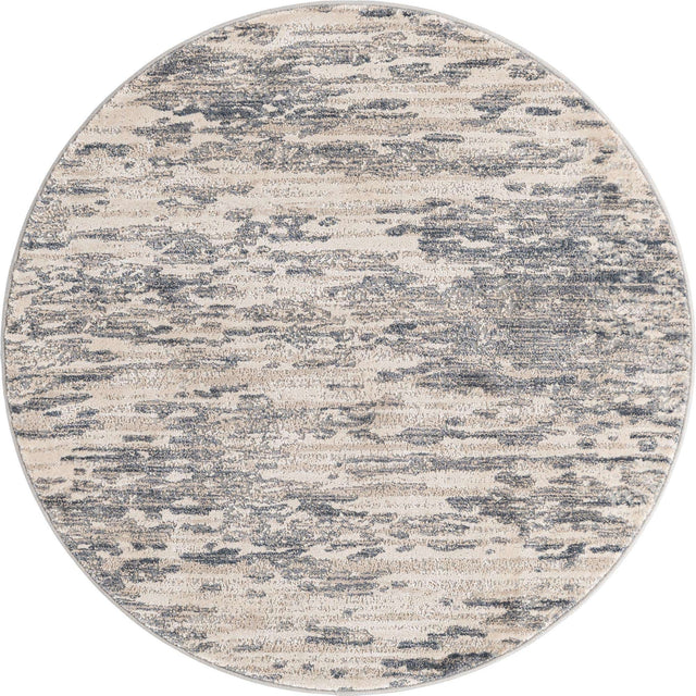 Gray 4' x 4' Oasis Round Area Rug 65% Polypropylene & 35% Polyester Contemporary Carpet for Living Rooms, Bedroom, Kitchen, Dining, Office for Sale at Rug Engine