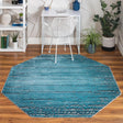 Blue 6' x 6' Oasis Octagon Area Rug 65% Polypropylene & 35% Polyester Contemporary Carpet for Living Rooms, Bedroom, Kitchen, Dining, Office for Sale at Rug Engine