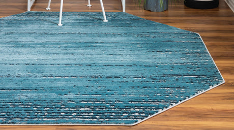 Blue 6' x 6' Oasis Octagon Area Rug 65% Polypropylene & 35% Polyester Contemporary Carpet for Living Rooms, Bedroom, Kitchen, Dining, Office for Sale at Rug Engine