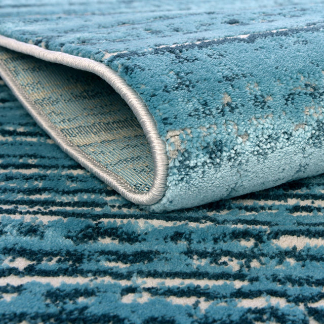 Blue 7' x 7' Oasis Octagon Area Rug 65% Polypropylene & 35% Polyester Contemporary Carpet for Living Rooms, Bedroom, Kitchen, Dining, Office for Sale at Rug Engine