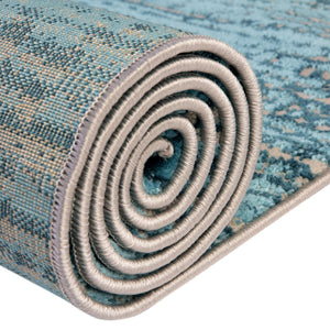 Blue 7' x 7' Oasis Octagon Area Rug 65% Polypropylene & 35% Polyester Contemporary Carpet for Living Rooms, Bedroom, Kitchen, Dining, Office for Sale at Rug Engine