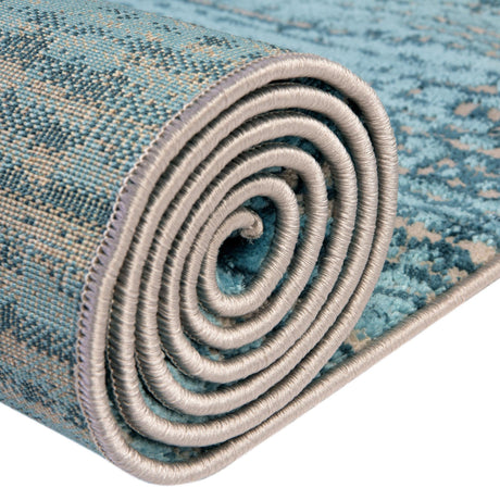Blue 7' x 7' Oasis Octagon Area Rug 65% Polypropylene & 35% Polyester Contemporary Carpet for Living Rooms, Bedroom, Kitchen, Dining, Office for Sale at Rug Engine