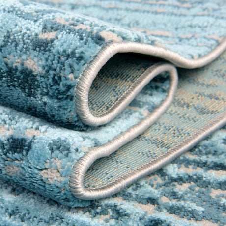 Blue 7' x 7' Oasis Octagon Area Rug 65% Polypropylene & 35% Polyester Contemporary Carpet for Living Rooms, Bedroom, Kitchen, Dining, Office for Sale at Rug Engine