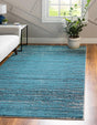 Blue 5' x 8' Oasis Rectangle Area Rug 65% Polypropylene & 35% Polyester Contemporary Carpet for Living Rooms, Bedroom, Kitchen, Dining, Office for Sale at Rug Engine