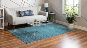 Blue 9' x 12' Oasis Rectangle Area Rug 65% Polypropylene & 35% Polyester Contemporary Carpet for Living Rooms, Bedroom, Kitchen, Dining, Office for Sale at Rug Engine
