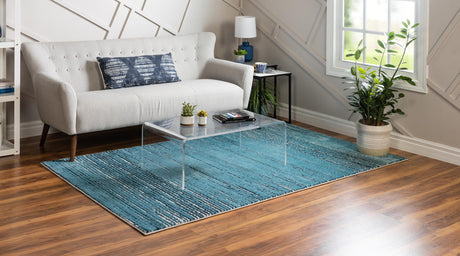 Blue 8' x 10' Oasis Rectangle Area Rug 65% Polypropylene & 35% Polyester Contemporary Carpet for Living Rooms, Bedroom, Kitchen, Dining, Office for Sale at Rug Engine