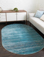 Blue 5' x 8' Oasis Oval Area Rug 65% Polypropylene & 35% Polyester Contemporary Carpet for Living Rooms, Bedroom, Kitchen, Dining, Office for Sale at Rug Engine